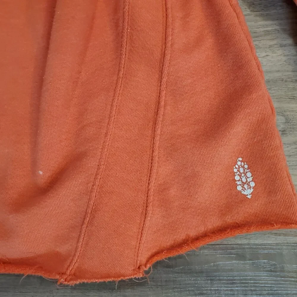 Free People Movement 1/2 Snap Raw Edge Crew Neck Sweatshirt Sz Sm